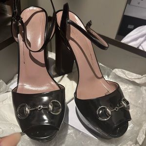 Gucci horsebit patent leather sandals